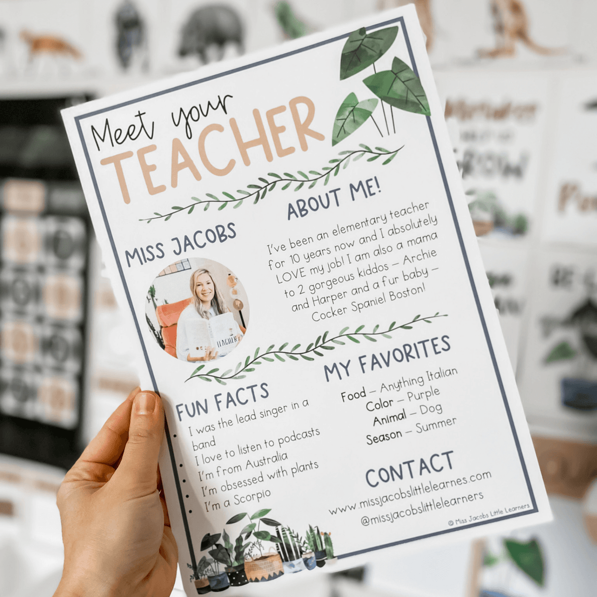 Meet the Teacher Template – Miss Jacobs Little Learners