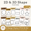 2D & 3D Shape Posters - Daisy Gingham Neutrals Math Decor - Miss Jacobs Little Learners
