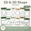 2D & 3D Shape Posters - Modern Botanical Math Decor - Miss Jacobs Little Learners
