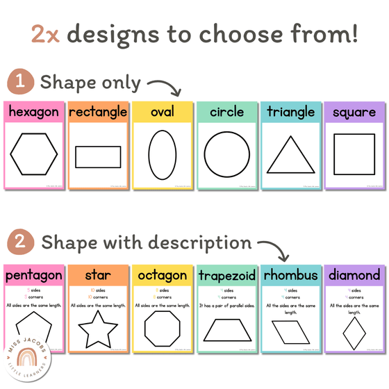 2D Shape Posters - Cutesy Classroom Decor - Miss Jacobs Little Learners