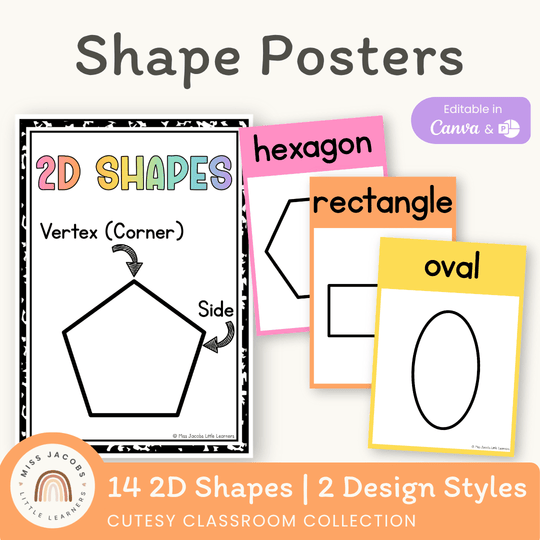 2D Shape Posters - Cutesy Classroom Decor