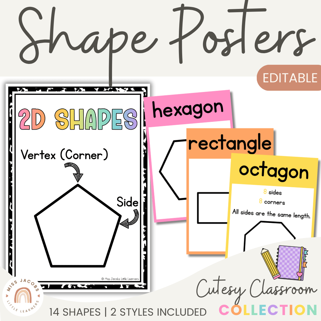 2D Shape Posters - Cutesy Classroom Theme - Miss Jacobs - Default Title
