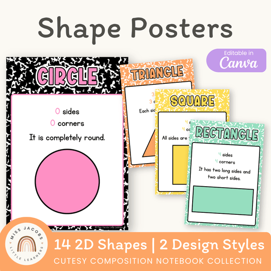 2D Shape Posters - Cutesy Composition Notebook Math Decor