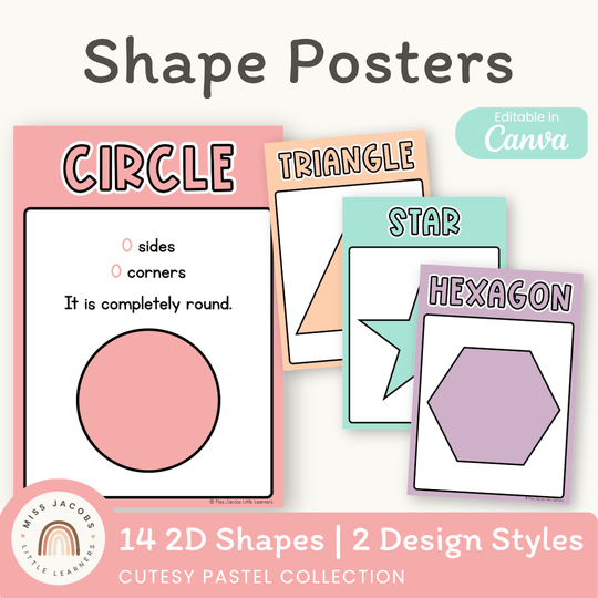 2D Shape Posters - Cutesy Pastel Math Decor