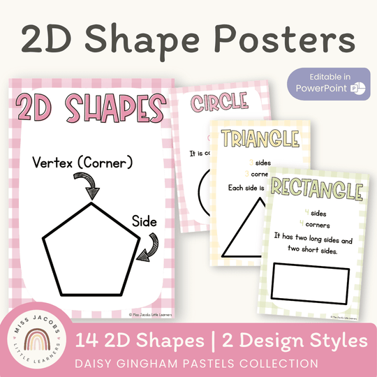 2D Shape Posters - Daisy Gingham Pastels Theme