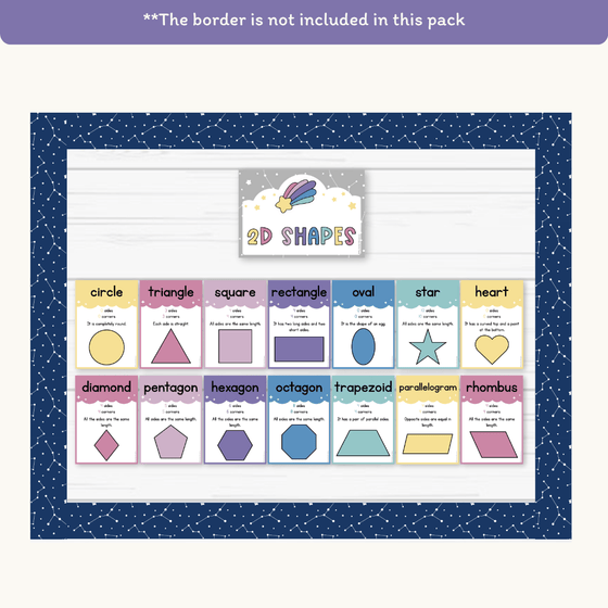 2D Shape Posters - Dreamy Space Theme Classroom Decor - Miss Jacobs Little Learners