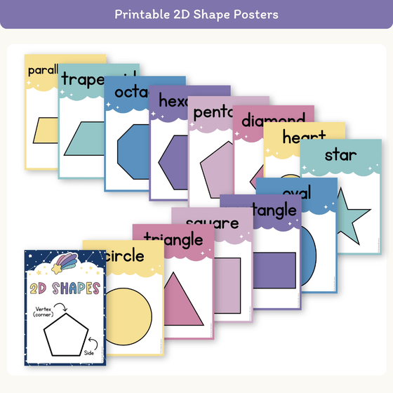 2D Shape Posters - Dreamy Space Theme Classroom Decor - Miss Jacobs Little Learners