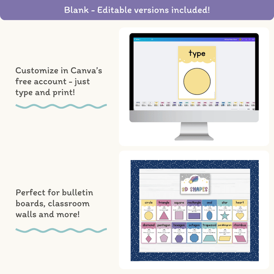 2D Shape Posters - Dreamy Space Theme Classroom Decor - Miss Jacobs Little Learners