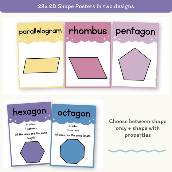 2D Shape Posters - Dreamy Space Theme Classroom Decor - Miss Jacobs Little Learners