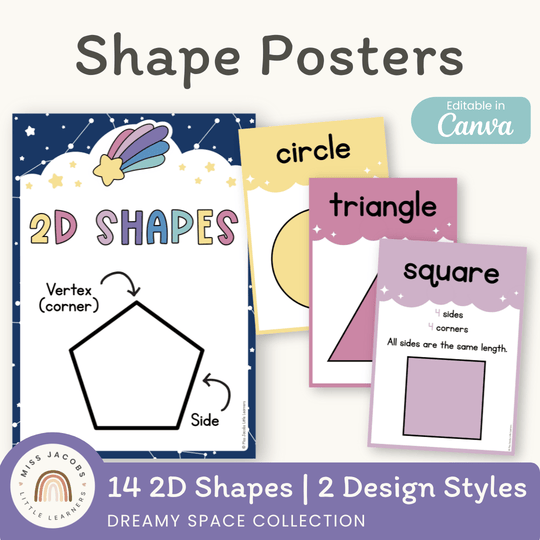 2D Shape Posters - Dreamy Space Theme Classroom Decor