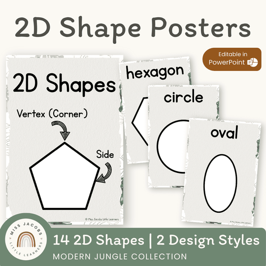 2D Shape Posters - Modern Jungle Classroom Decor