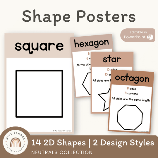 2D Shape Posters | Ombre Neutral Math Classroom Decor