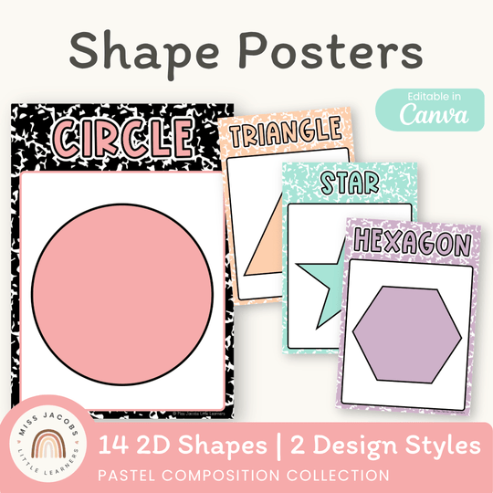 2D Shape Posters - Pastel Composition Notebook Math Decor