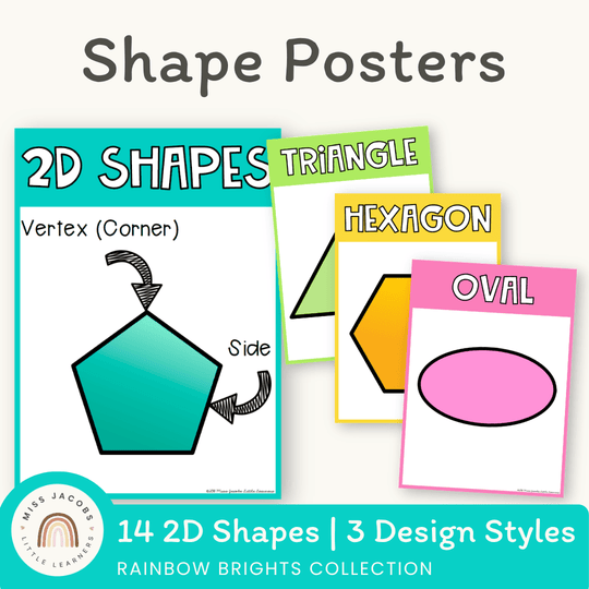 2D Shape Posters {Rainbow Classroom Decor}