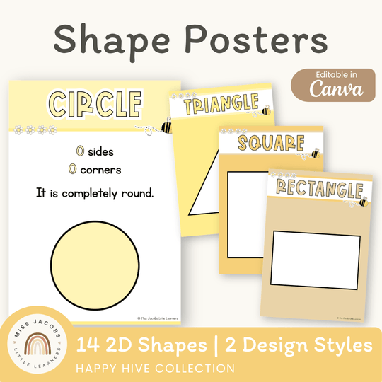 2D Shapes Posters - Happy Hive Math Decor