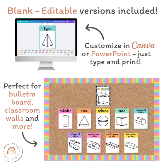 3D Shape Posters - Cutesy Classroom Decor - Miss Jacobs Little Learners