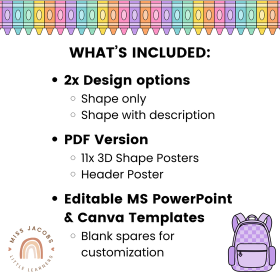 3D Shape Posters - Cutesy Classroom Decor - Miss Jacobs Little Learners