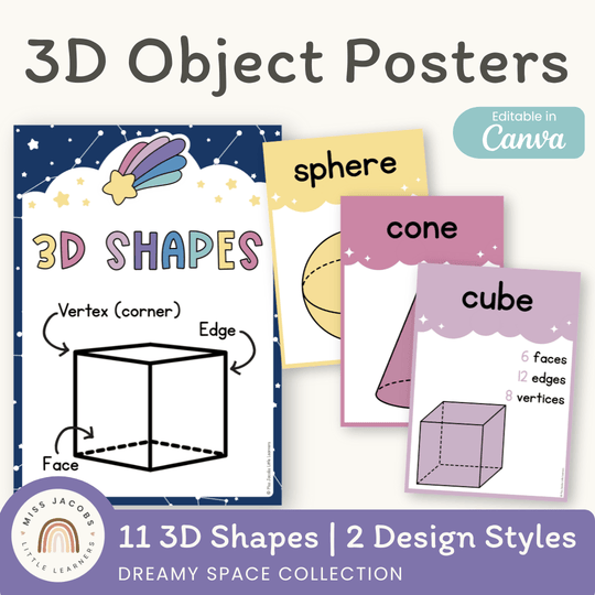 3D Object Posters - Dreamy Space Theme Classroom Decor
