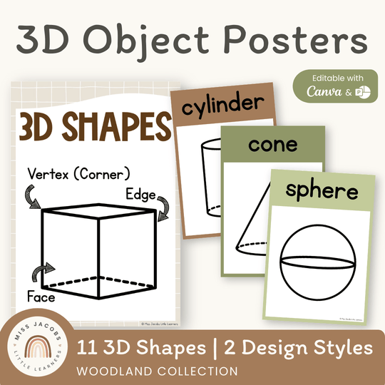 3D Object Posters - Woodland Theme Classroom Decor