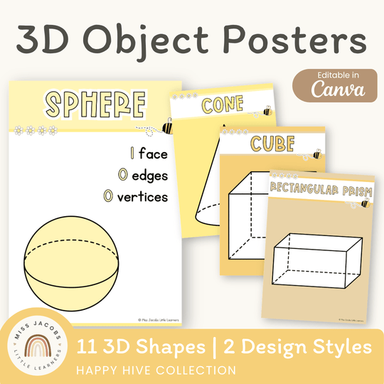 3D Objects Posters - Happy Hive Math Decor
