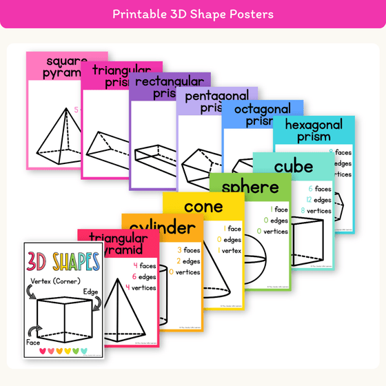 3D Shape Posters - Bright Theme - Miss Jacobs Little Learners