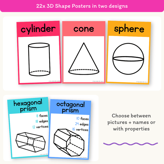 3D Shape Posters - Bright Theme - Miss Jacobs Little Learners
