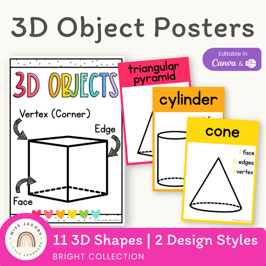3D Shape Posters - Bright Theme
