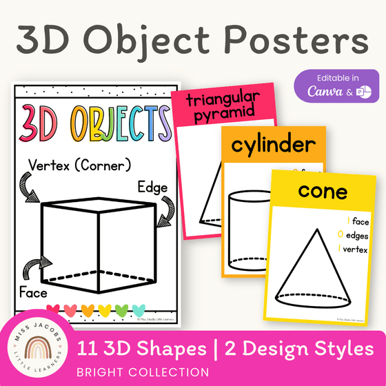 3D Shape Posters - Bright Theme - Miss Jacobs Little Learners