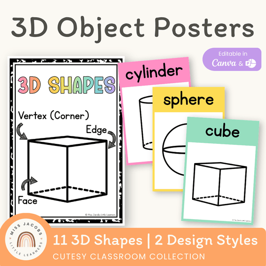 3D Shape Posters - Cutesy Classroom Decor