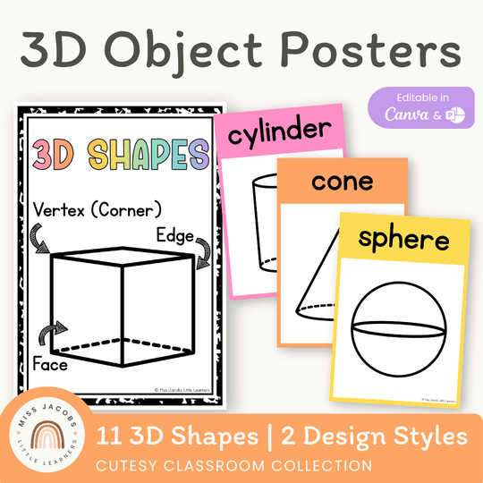 3D Shape Posters - Cutesy Classroom Decor