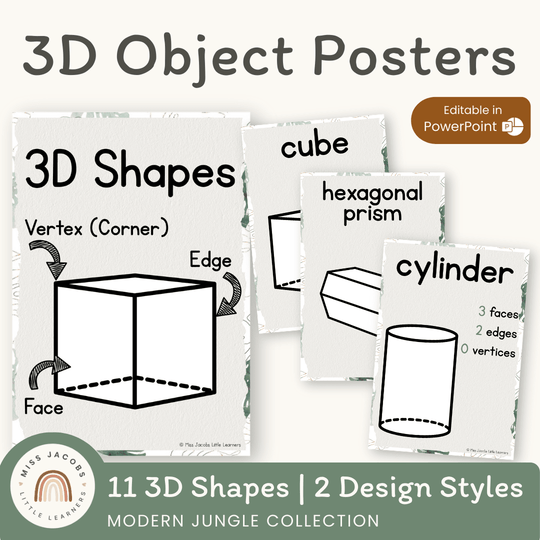 3D Shape Posters - Modern Jungle Classroom Decor