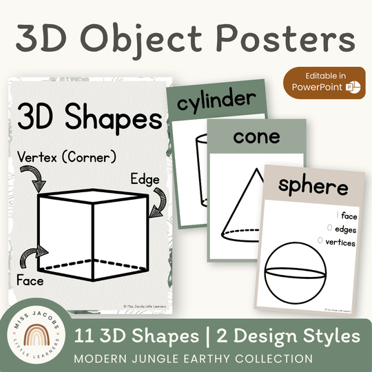 3D Shape Posters - Modern Jungle Earthy Decor