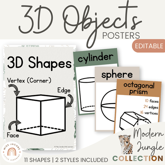 3D Shape Posters - Modern Jungle Earthy Decor