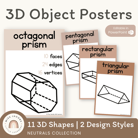 3D Shape Posters | Ombre Neutral Math Classroom Decor
