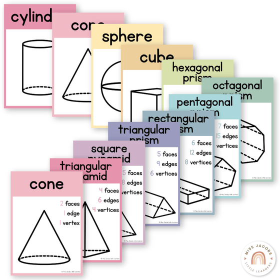 3D Shape Posters - Pastel Classroom Theme - Miss Jacobs Little Learners