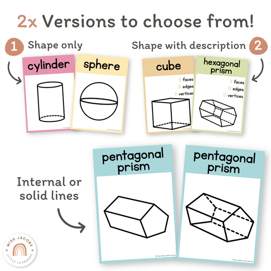 3D Shape Posters - Pastel Classroom Theme - Miss Jacobs Little Learners