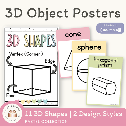 3D Shape Posters - Pastel Classroom Theme