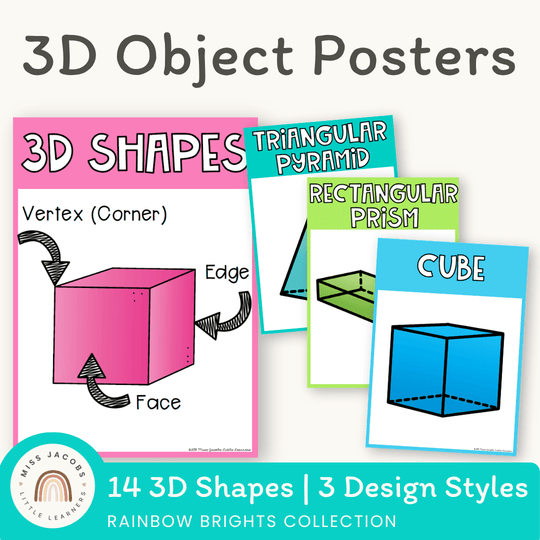 3D Shape Posters {Rainbow Classroom Decor}