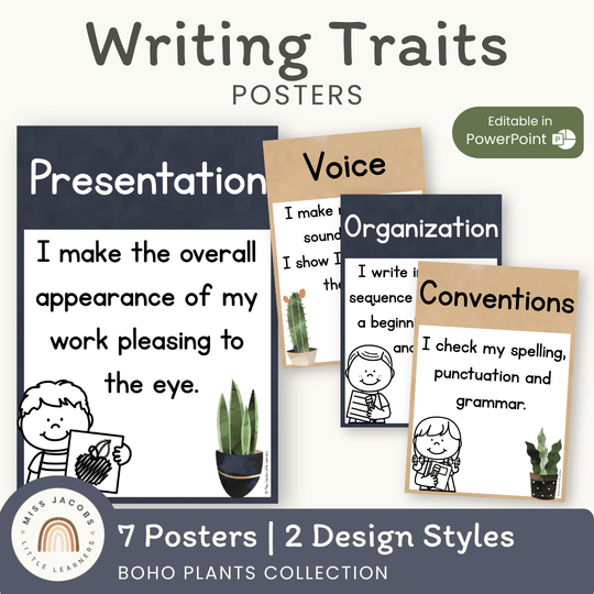 6 + 1 Traits of Writing Posters - Boho Plants Decor