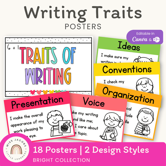 6 + 1 Traits of Writing Posters - Bright Theme