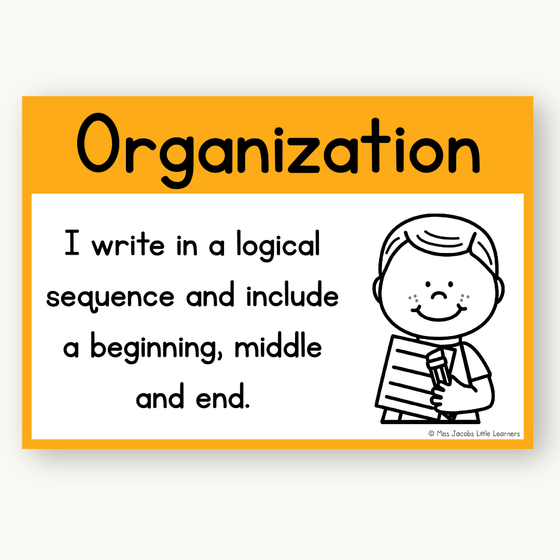 6 + 1 Traits of Writing Posters - Bright Theme - Miss Jacobs Little Learners