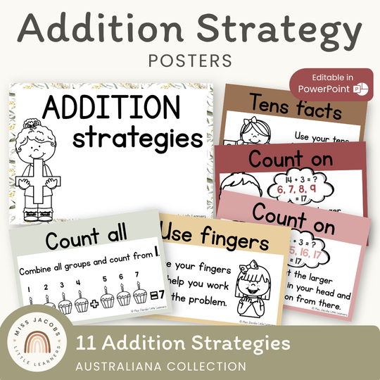 Addition Strategies Posters - Australiana Decor