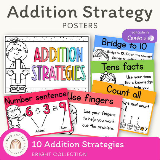Addition Strategies Posters - Bright Theme