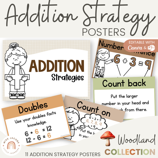 Addition Strategies Posters - Woodland Classroom Decor