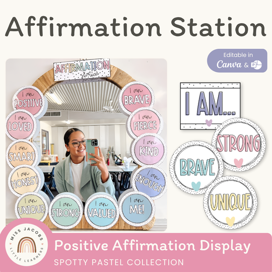 Affirmation Station - Spotty Pastel Classroom Decor