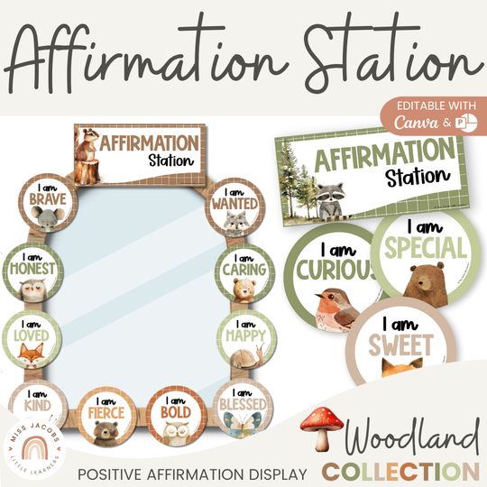 Affirmation Station - Woodland Theme Classroom Decor