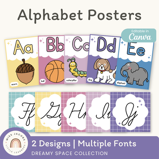 Alphabet Posters - Dreamy Space Classroom Decor - Miss Jacobs Little Learners