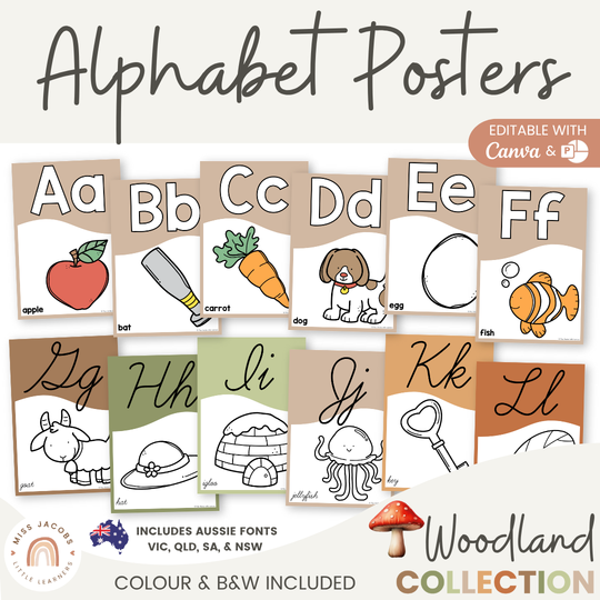 Alphabet Posters - Woodland Theme Classroom Decor