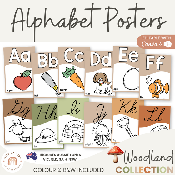 Alphabet Posters - Woodland Theme Classroom Decor - Miss Jacobs Little Learners