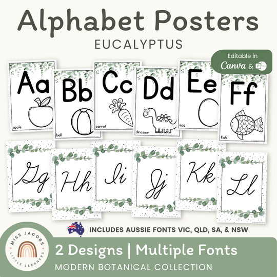 Alphabet Posters Eucalyptus - Modern Botanical Decor